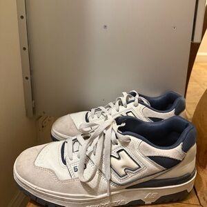 New Balance 550 White and Navy Sneakers